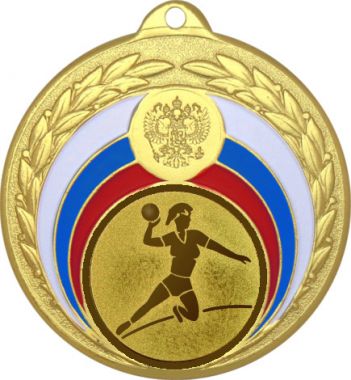 Медаль №28-196 (Гандбол, диаметр 50 мм (Медаль цвет золото плюс жетон для вклейки) Место для вставок: обратная сторона диаметр 45 мм)