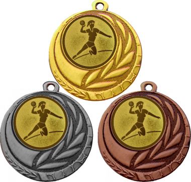 Комплект медалей №28-27 (Гандбол, диаметр 45 мм (Три медали плюс три жетона для вклейки) Место для вставок: обратная сторона диаметр 39 мм)