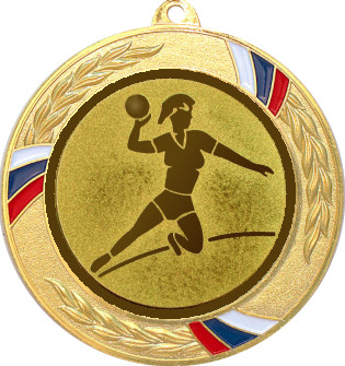 Медаль №28-1285 (Гандбол, диаметр 70 мм (Медаль цвет золото плюс жетон для вклейки) Место для вставок: обратная сторона диаметр 60 мм)