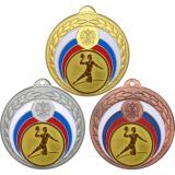 Комплект медалей №29-196 (Гандбол, диаметр 50 мм (Три медали плюс три жетона для вклейки) Место для вставок: обратная сторона диаметр 45 мм)