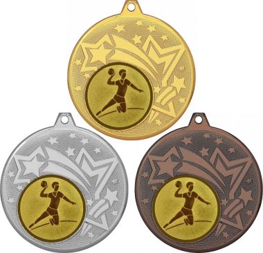 Комплект медалей №29-27 (Гандбол, диаметр 45 мм (Три медали плюс три жетона для вклейки) Место для вставок: обратная сторона диаметр 39 мм)