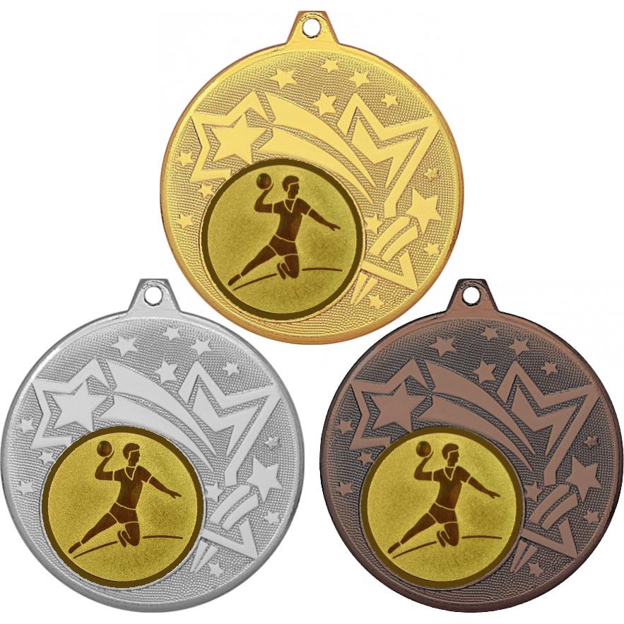 Комплект медалей №29-1274 (Гандбол, диаметр 45 мм (Три медали плюс три жетона для вклейки) Место для вставок: обратная сторона диаметр 40 мм)