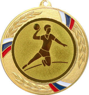 Медаль №29-1285 (Гандбол, диаметр 70 мм (Медаль цвет золото плюс жетон для вклейки) Место для вставок: обратная сторона диаметр 60 мм)