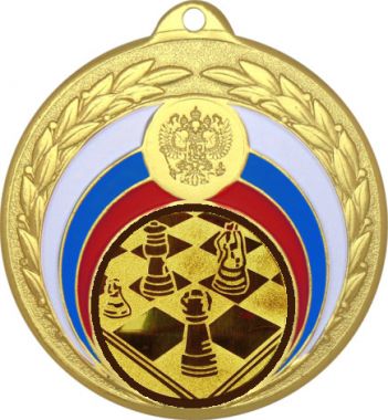 Медаль №3-196 (Шахматы, диаметр 50 мм (Медаль цвет золото плюс жетон для вклейки) Место для вставок: обратная сторона диаметр 45 мм)