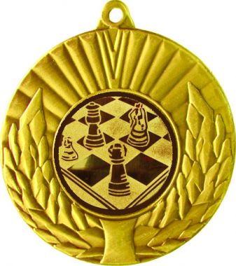 Медаль №3-192 (Шахматы, диаметр 50 мм (Медаль цвет золото плюс жетон для вклейки) Место для вставок: обратная сторона диаметр 45 мм)