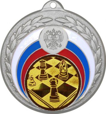 Медаль №3-196 (Шахматы, диаметр 50 мм (Медаль цвет серебро плюс жетон для вклейки) Место для вставок: обратная сторона диаметр 45 мм)