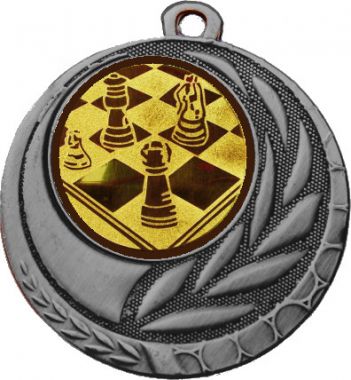 Медаль №3-1274 (Шахматы, диаметр 45 мм (Медаль цвет серебро плюс жетон для вклейки) Место для вставок: обратная сторона диаметр 40 мм)