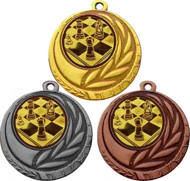 Комплект медалей №3-1274 (Шахматы, диаметр 45 мм (Три медали плюс три жетона для вклейки) Место для вставок: обратная сторона диаметр 40 мм)