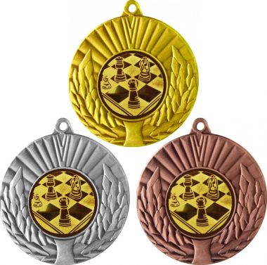 Комплект медалей №3-192 (Шахматы, диаметр 50 мм (Три медали плюс три жетона для вклейки) Место для вставок: обратная сторона диаметр 45 мм)