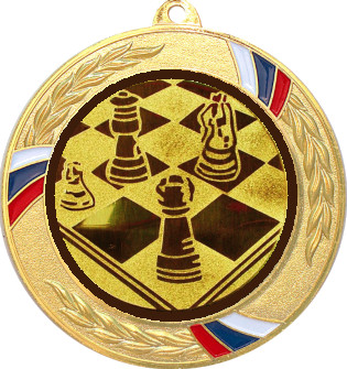 Медаль №3-1285 (Шахматы, диаметр 70 мм (Медаль цвет золото плюс жетон для вклейки) Место для вставок: обратная сторона диаметр 60 мм)