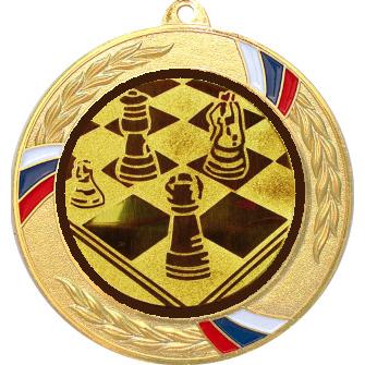 Медаль №3-1285 (Шахматы, диаметр 70 мм (Медаль цвет золото плюс жетон для вклейки) Место для вставок: обратная сторона диаметр 60 мм)