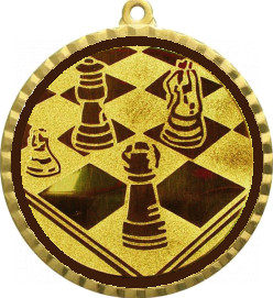 Медаль №3-8 (Шахматы, диаметр 70 мм (Медаль цвет золото плюс жетон для вклейки) Место для вставок: обратная сторона диаметр 64 мм)