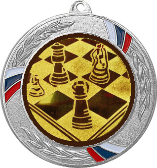Медаль №3-1285 (Шахматы, диаметр 70 мм (Медаль цвет серебро плюс жетон для вклейки) Место для вставок: обратная сторона диаметр 60 мм)