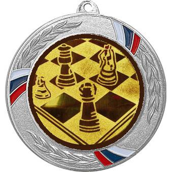Медаль №3-1285 (Шахматы, диаметр 70 мм (Медаль цвет серебро плюс жетон для вклейки) Место для вставок: обратная сторона диаметр 60 мм)