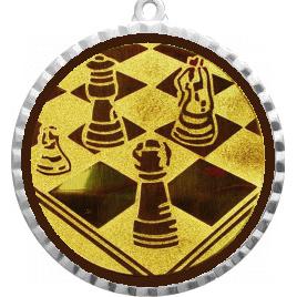 Медаль №3-1302 (Шахматы, диаметр 56 мм (Медаль цвет серебро плюс жетон для вклейки) Место для вставок: обратная сторона диаметр 50 мм)