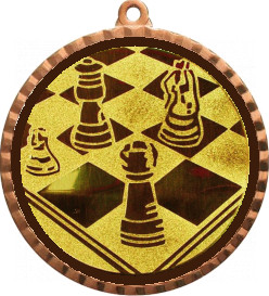 Медаль №3-8 (Шахматы, диаметр 70 мм (Медаль цвет бронза плюс жетон для вклейки) Место для вставок: обратная сторона диаметр 64 мм)