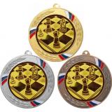 Комплект из трёх медалей MN207 (Шахматы, диаметр 80 мм (Три медали плюс три жетона))