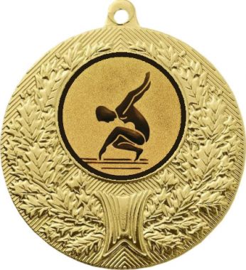 Медаль №30-192 (Гимнастика, диаметр 50 мм (Медаль цвет золото плюс жетон для вклейки) Место для вставок: обратная сторона диаметр 45 мм)