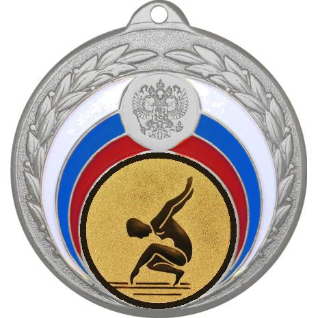 Медаль №30-196 (Гимнастика, диаметр 50 мм (Медаль цвет серебро плюс жетон для вклейки) Место для вставок: обратная сторона диаметр 45 мм)