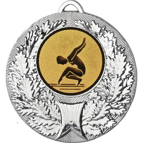 Медаль №30-192 (Гимнастика, диаметр 50 мм (Медаль цвет серебро плюс жетон для вклейки) Место для вставок: обратная сторона диаметр 45 мм)