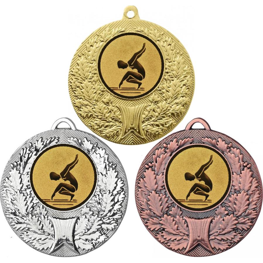 Комплект медалей №30-192 (Художественная гимнастика, диаметр 50 мм (Три медали плюс три жетона для вклейки) Место для вставок: обратная сторона диаметр 45 мм)