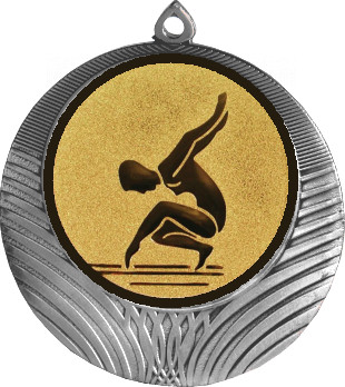 Медаль №30-8 (Гимнастика, диаметр 70 мм (Медаль цвет серебро плюс жетон для вклейки) Место для вставок: обратная сторона диаметр 64 мм)