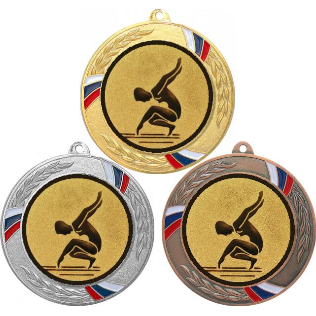 Комплект медалей №30-1285 (Художественная гимнастика, диаметр 70 мм (Три медали плюс три жетона для вклейки) Место для вставок: обратная сторона диаметр 60 мм)
