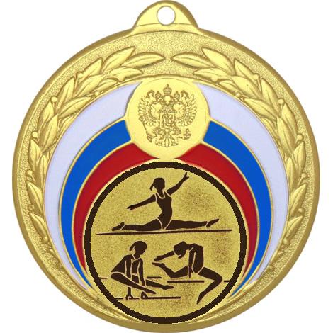 Медаль №31-196 (Спортивная гимнастика, диаметр 50 мм (Медаль цвет золото плюс жетон для вклейки) Место для вставок: обратная сторона диаметр 45 мм)