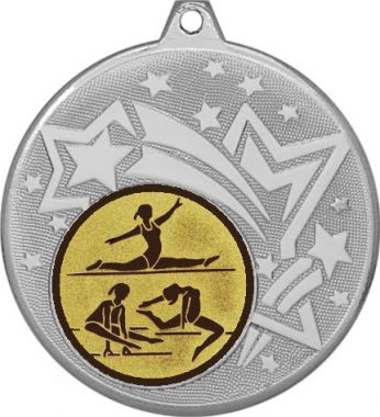 Медаль №31-27 (Гимнастика, диаметр 45 мм (Медаль цвет серебро плюс жетон для вклейки) Место для вставок: обратная сторона диаметр 39 мм)