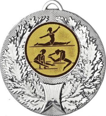 Медаль №31-192 (Гимнастика, диаметр 50 мм (Медаль цвет серебро плюс жетон для вклейки) Место для вставок: обратная сторона диаметр 45 мм)