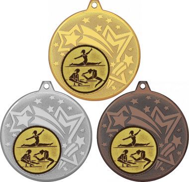 Комплект медалей №31-27 (Гимнастика, диаметр 45 мм (Три медали плюс три жетона для вклейки) Место для вставок: обратная сторона диаметр 39 мм)