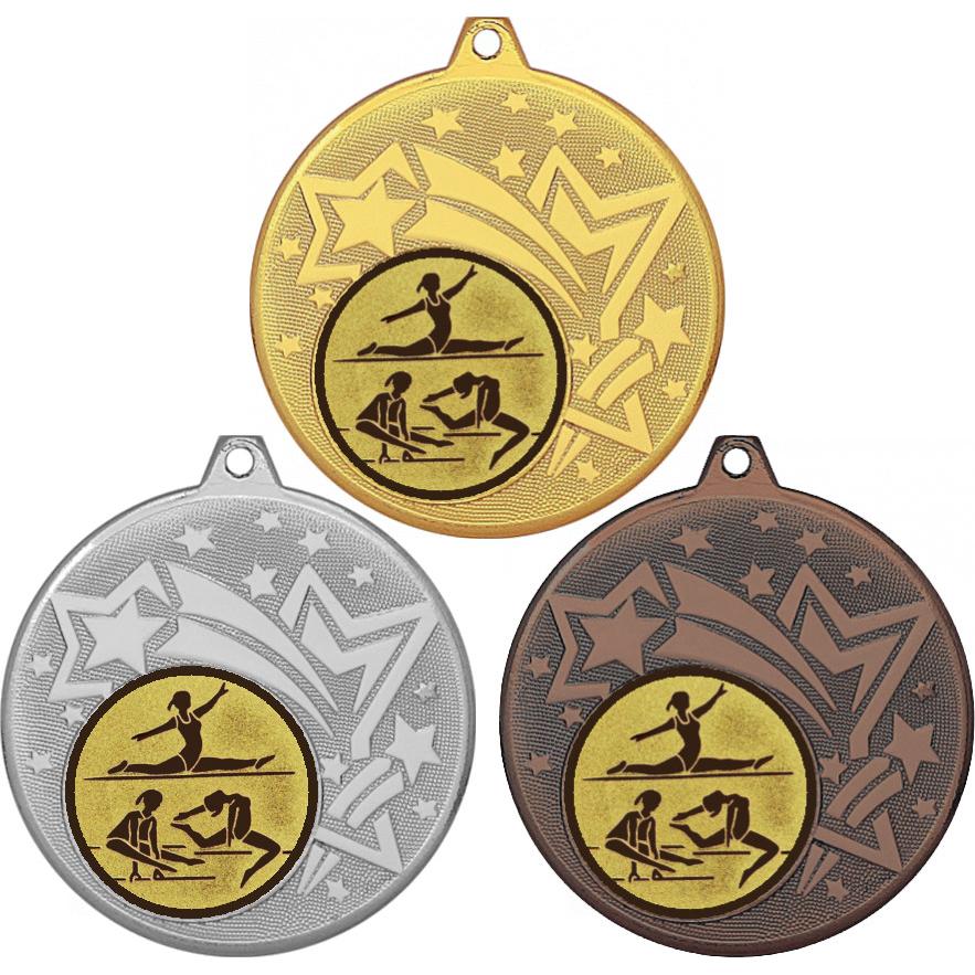 Комплект медалей №31-1274 (Гимнастика, диаметр 45 мм (Три медали плюс три жетона для вклейки) Место для вставок: обратная сторона диаметр 40 мм)