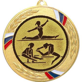 Медаль №31-1285 (Спортивная гимнастика, диаметр 70 мм (Медаль цвет золото плюс жетон для вклейки) Место для вставок: обратная сторона диаметр 60 мм)