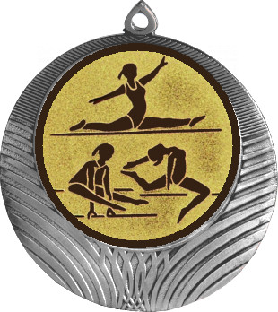 Медаль №31-8 (Гимнастика, диаметр 70 мм (Медаль цвет серебро плюс жетон для вклейки) Место для вставок: обратная сторона диаметр 64 мм)