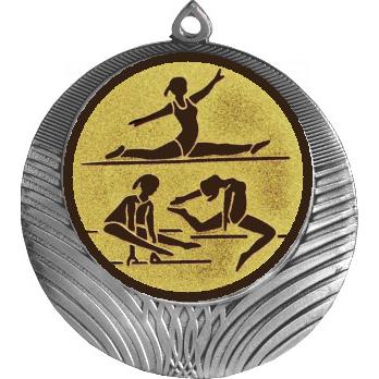 Медаль №31-8 (Спортивная гимнастика, диаметр 70 мм (Медаль цвет серебро плюс жетон для вклейки) Место для вставок: обратная сторона диаметр 64 мм)