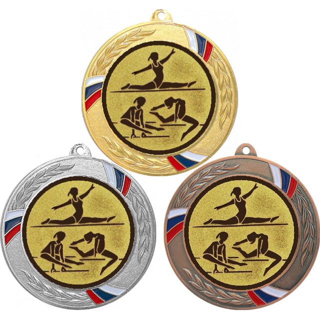 Комплект медалей №31-1285 (Спортивная гимнастика, диаметр 70 мм (Три медали плюс три жетона для вклейки) Место для вставок: обратная сторона диаметр 60 мм)