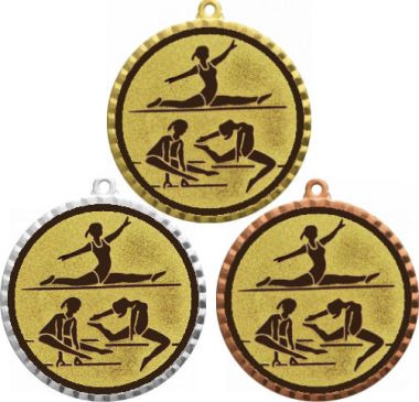 Комплект медалей №31-1302 (Гимнастика, диаметр 56 мм (Три медали плюс три жетона для вклейки) Место для вставок: обратная сторона диаметр 50 мм)