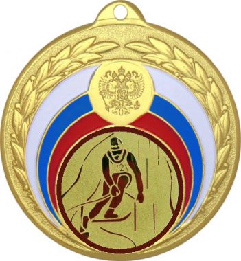 Медаль №33-196 (Лыжный спорт, диаметр 50 мм (Медаль цвет золото плюс жетон для вклейки) Место для вставок: обратная сторона диаметр 45 мм)
