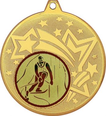 Медаль №33-1274 (Лыжный спорт, диаметр 45 мм (Медаль цвет золото плюс жетон для вклейки) Место для вставок: обратная сторона диаметр 40 мм)