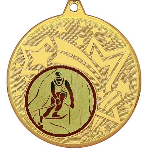 Медаль №33-1274 (Горные лыжи, диаметр 45 мм (Медаль цвет золото плюс жетон для вклейки) Место для вставок: обратная сторона диаметр 40 мм)