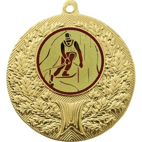 Медаль №33-192 (Горные лыжи, диаметр 50 мм (Медаль цвет золото плюс жетон для вклейки) Место для вставок: обратная сторона диаметр 45 мм)