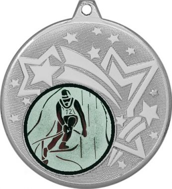 Медаль №33-27 (Лыжный спорт, диаметр 45 мм (Медаль цвет серебро плюс жетон для вклейки) Место для вставок: обратная сторона диаметр 39 мм)