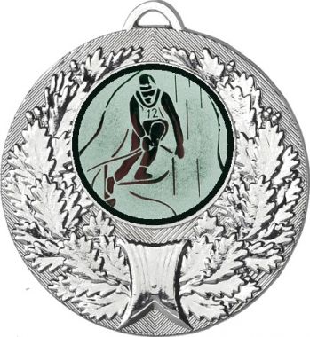 Медаль №33-192 (Лыжный спорт, диаметр 50 мм (Медаль цвет серебро плюс жетон для вклейки) Место для вставок: обратная сторона диаметр 45 мм)
