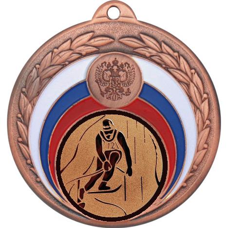 Медаль №33-196 (Горные лыжи, диаметр 50 мм (Медаль цвет бронза плюс жетон для вклейки) Место для вставок: обратная сторона диаметр 45 мм)