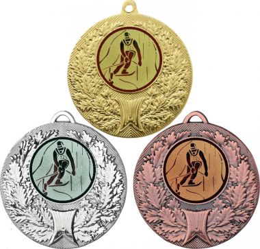 Комплект медалей №33-192 (Лыжный спорт, диаметр 50 мм (Три медали плюс три жетона для вклейки) Место для вставок: обратная сторона диаметр 45 мм)