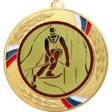 Медаль №33-1285 (Лыжный спорт, диаметр 70 мм (Медаль цвет золото плюс жетон для вклейки) Место для вставок: обратная сторона диаметр 60 мм)
