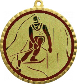 Медаль №33-8 (Лыжный спорт, диаметр 70 мм (Медаль цвет золото плюс жетон для вклейки) Место для вставок: обратная сторона диаметр 64 мм)