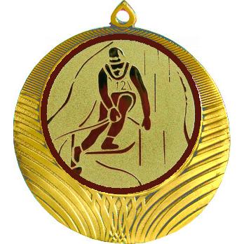 Медаль №33-8 (Лыжный спорт, диаметр 70 мм (Медаль цвет золото плюс жетон для вклейки) Место для вставок: обратная сторона диаметр 64 мм)
