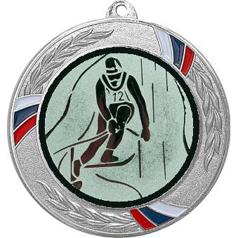 Медаль №33-1285 (Лыжный спорт, диаметр 70 мм (Медаль цвет серебро плюс жетон для вклейки) Место для вставок: обратная сторона диаметр 60 мм)