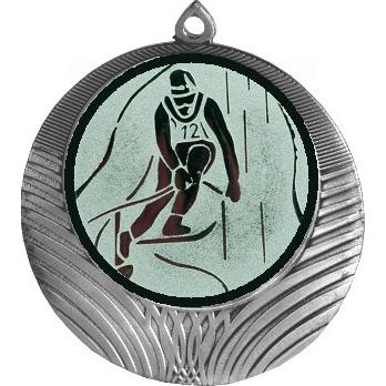Медаль №33-8 (Лыжный спорт, диаметр 70 мм (Медаль цвет серебро плюс жетон для вклейки) Место для вставок: обратная сторона диаметр 64 мм)